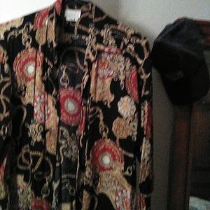 Button down clock print blouse